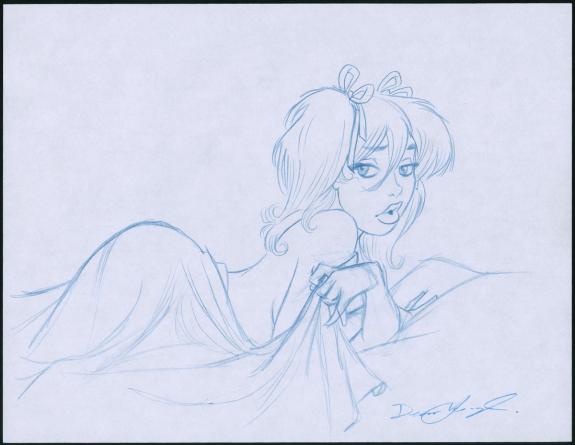 Dean Yeagle - Illustration originale, Mandy dans son lit 