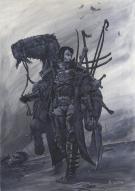 Adrian Smith - Warhammer, Guerrière et son cheval, illustrat
