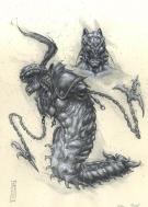 Paul Jeacock - monstre chenille, illustration originale