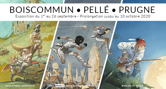 Exposition Olivier Boiscommun, Serge Pell et Patrick Prugne, du 1er au 26 septembre 2020,  la galerie Daniel Maghen