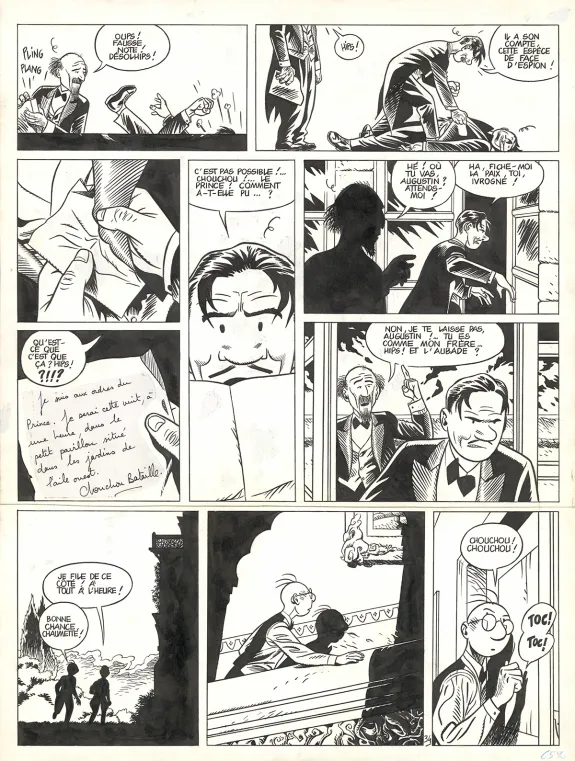 Black and white original page, Théodore Poussin, La Terrasse des audiences tome 2 (T.10), Frank Le Gall