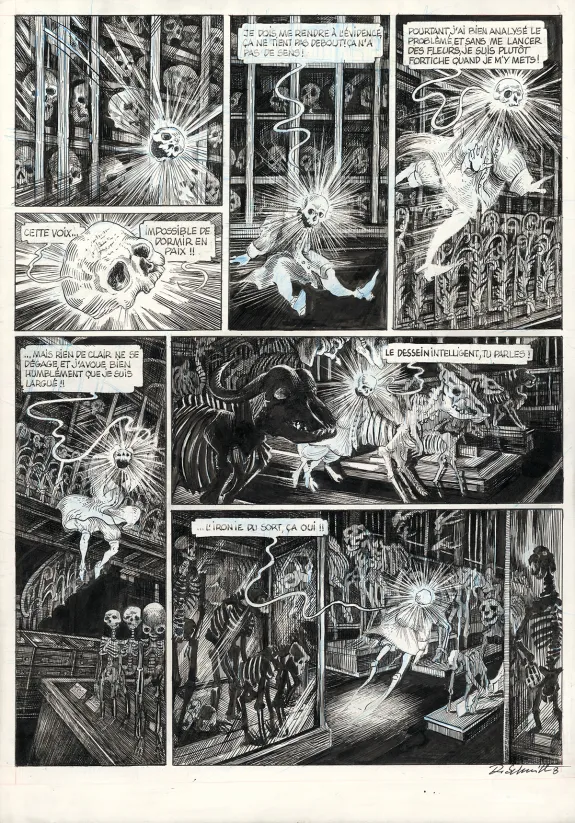 Black and white original page, La Tête de mort venue de Suède, Daria Schmitt