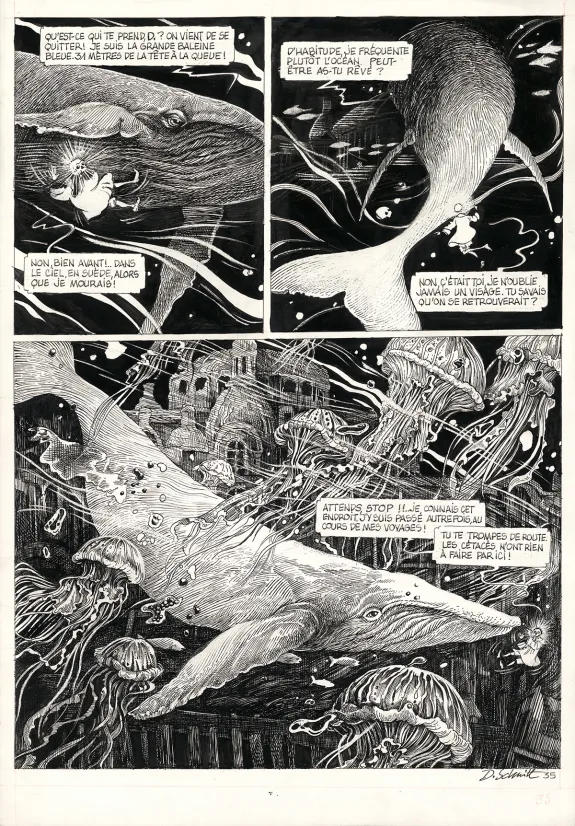 Black and white original page, La Tête de mort venue de Suède, Daria Schmitt