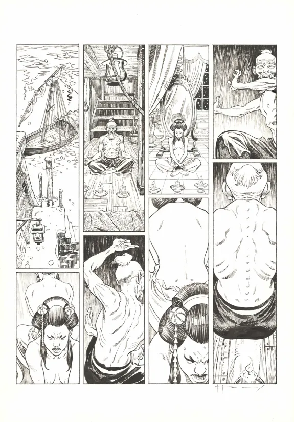 Black and white original page, Shi, Le Roi démon (T.2), Josep Homs