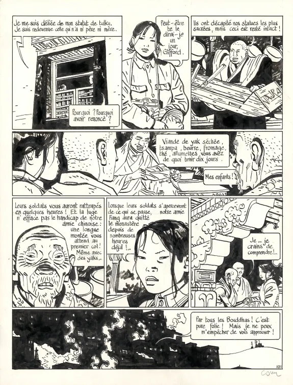 Black and white original page, Le Bouddha d'Azur, Tome 2 (T.2),  Cosey