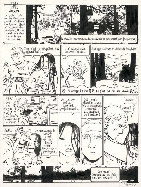Black and white original page, Le Bouddha d'Azur, Tome 2 (T.2),  Cosey