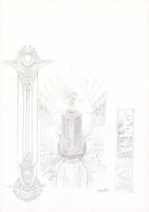 Black and white illustration, Steampunk, Didier Graffet