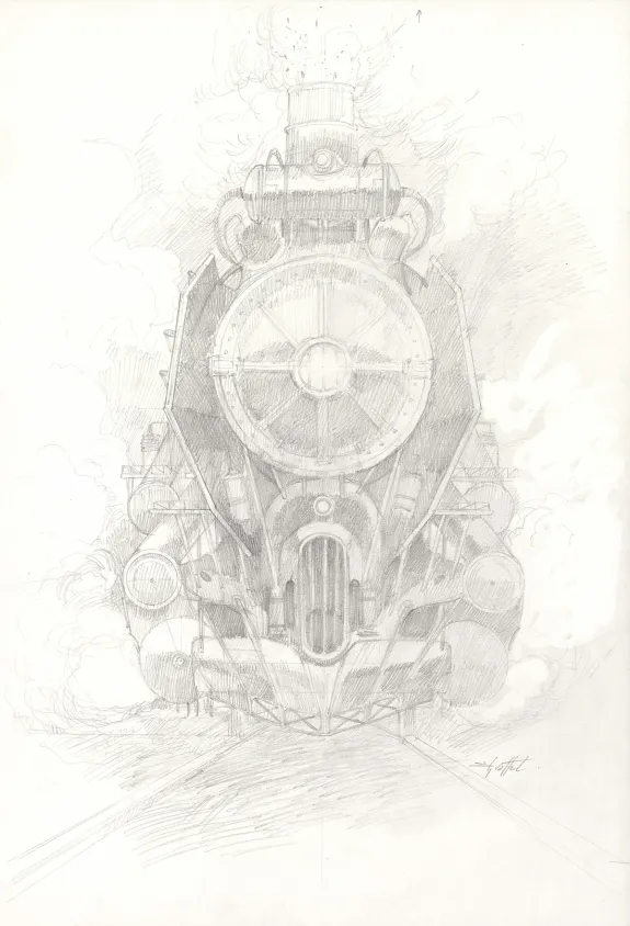 Black and white illustration, Steampunk, Didier Graffet