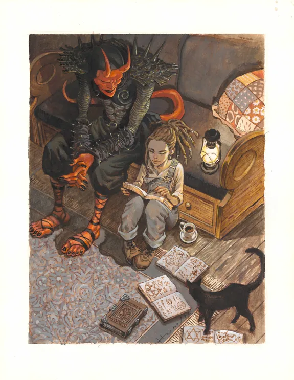 Colored illustration, Le Diable et Coral, Josep Homs