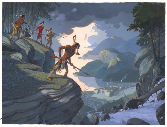 Illustration couleur, Le Dernier des Mohicans, Frédéric Pillot