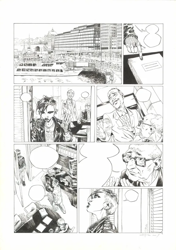 Black and white original page, Millenium, Les Hommes qui n'aimaient pas les femmes - Première partie (T.1), Josep Homs