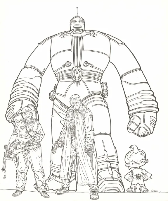 Illustration noir et blanc, Hard Boiled, Geof Darrow