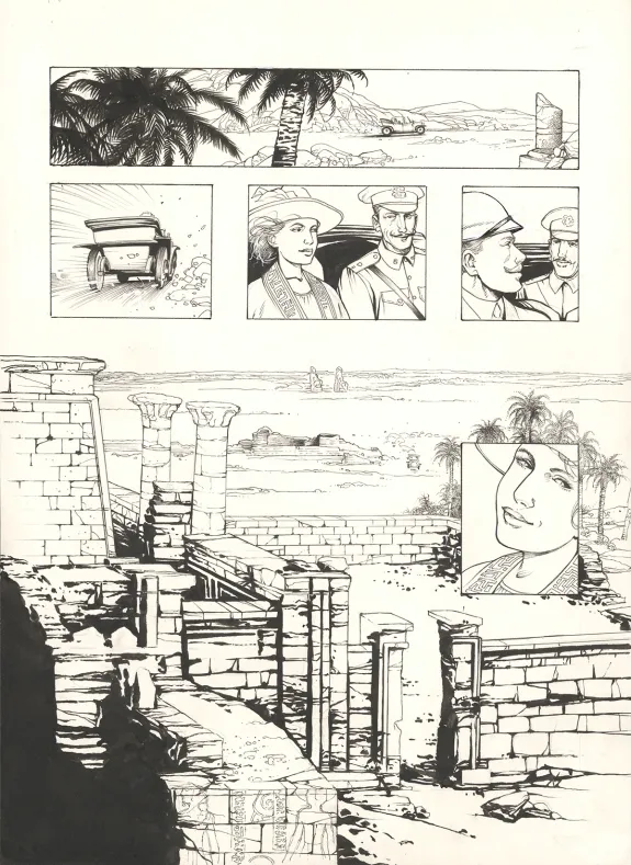 Planche noir et blanc, La Croix de Cazenac , Les espions du Caire (T.7), Eric Stalner