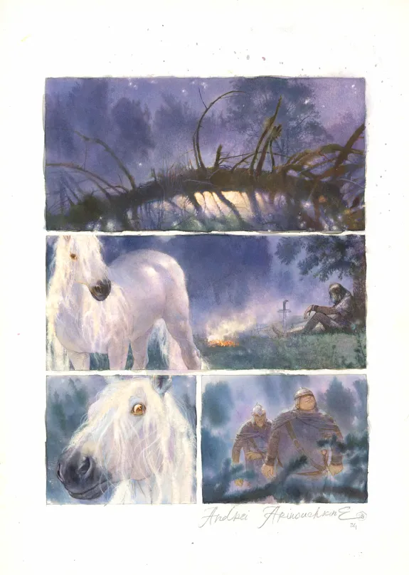 Colored original page, L'Oiseau de feu, Andréï Arinouchkine