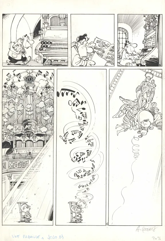 Black and white original page, Jojo, Une pagaille de dieu le père (T.13), André Geerts