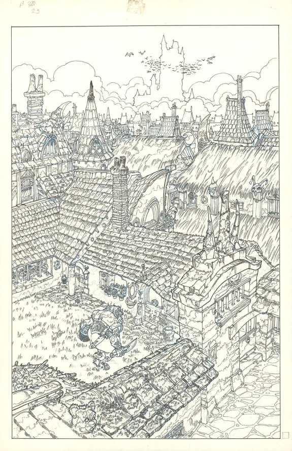 Black and white original page, Enwin, Les Enfants de Gribourg (T.1),  Anouke