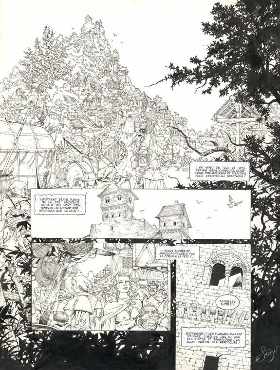 Planche noir et blanc, Le Roman de Malemort, La porte de l'oubli (T.2), Eric Stalner