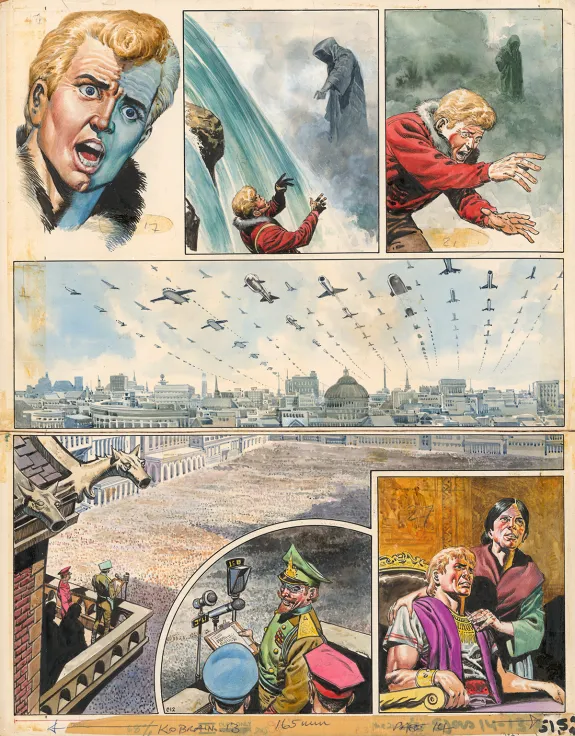 Colored original page, Trigan Empire, The Puppet Emperor, Don Lawrence