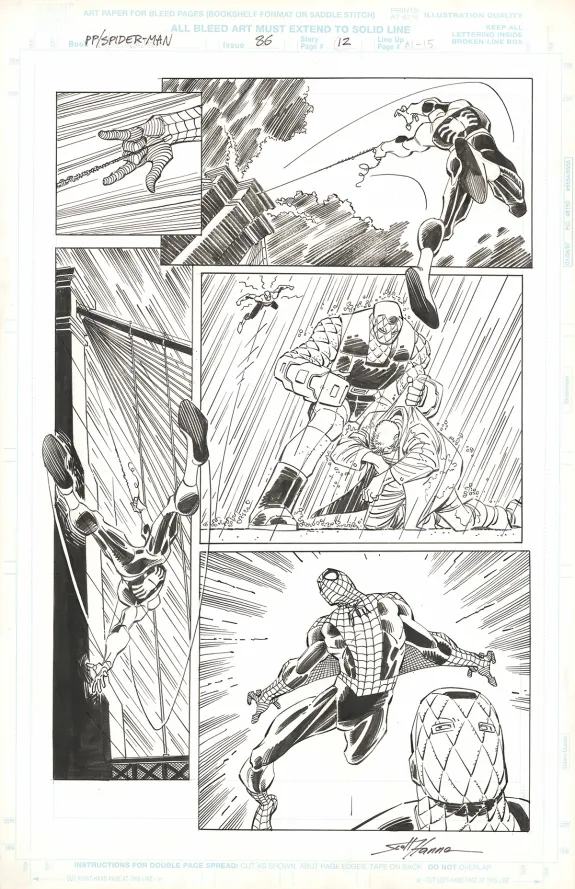 Planche noir et blanc, Spiderman, John Romita Jr