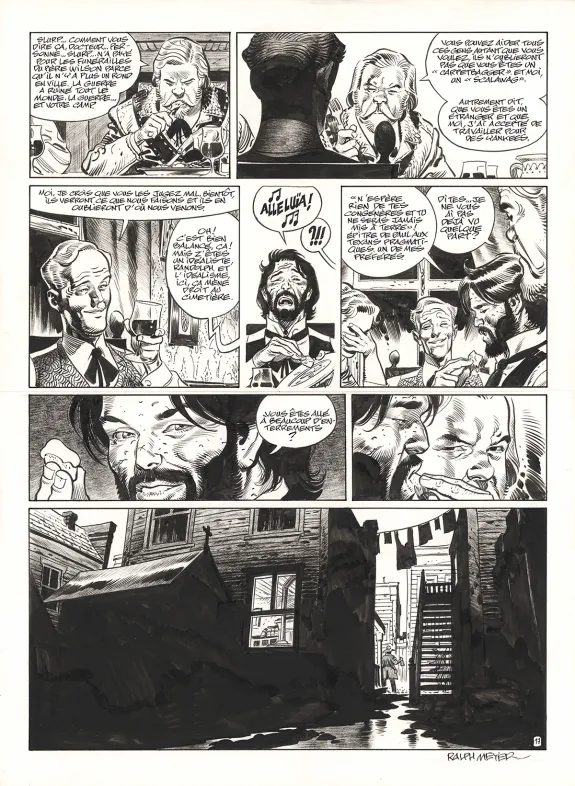 Black and white original page, Undertaker, Mister Prairie (T.7), Ralph Meyer