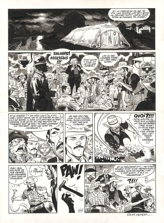 Black and white original page, Undertaker, Mister Prairie (T.7), Ralph Meyer