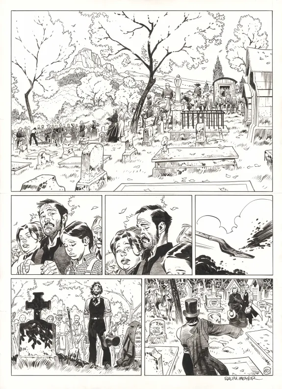Black and white original page, Undertaker, Mister Prairie (T.7), Ralph Meyer