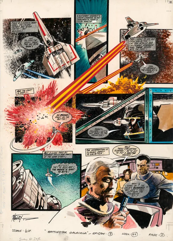 Colored original page, Battlestar Galactica, The Invasion of Bolus,  Asbury