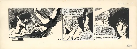 Black and white original page, Garth, Man Hunt,  Asbury