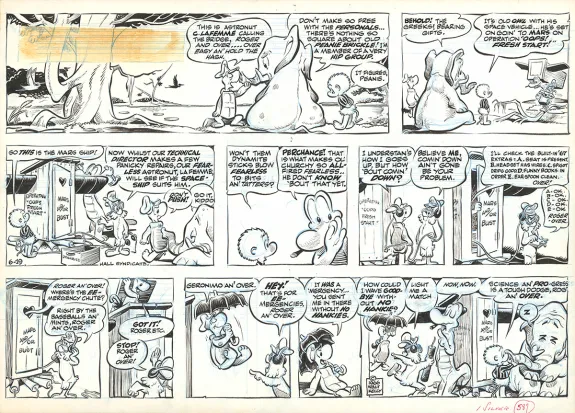 Black and white original page, Pogo, Walt Kelly