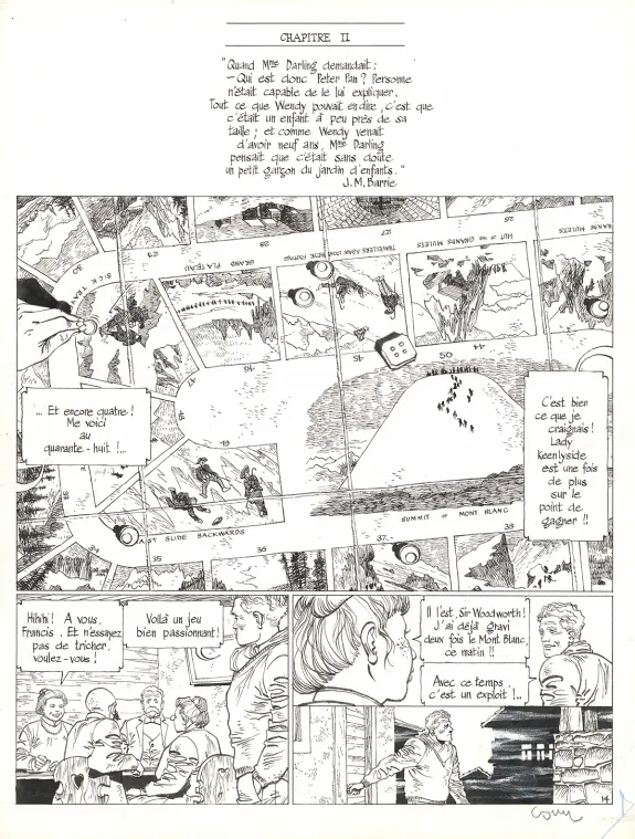 Black and white original page, À la recherche de Peter Pan, Tome 1 (T.1),  Cosey