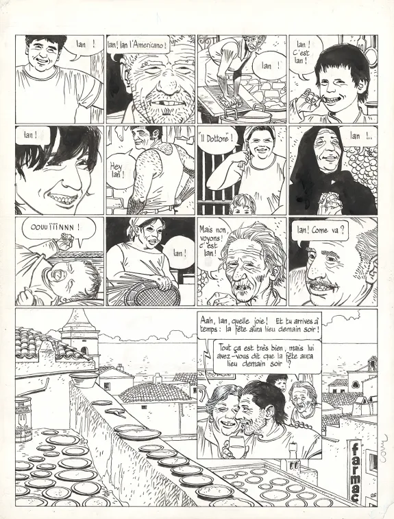 Black and white original page, Le Voyage en Italie,  Cosey