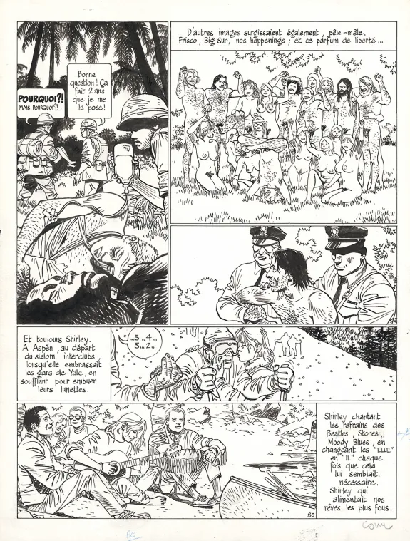 Black and white original page, Le Voyage en Italie,  Cosey