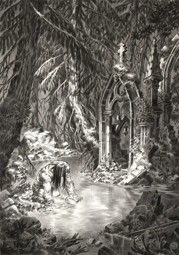 Illustration noir et blanc, Frankenstein, Stan Manoukian