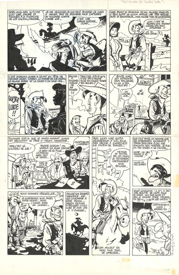 Planche noir et blanc, Rocky Luke - banlieue west, Frank Le Gall