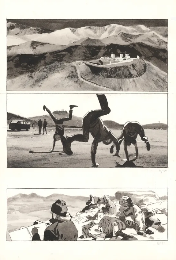 Planche noir et blanc, Au pied des étoiles, Emmanuel Lepage