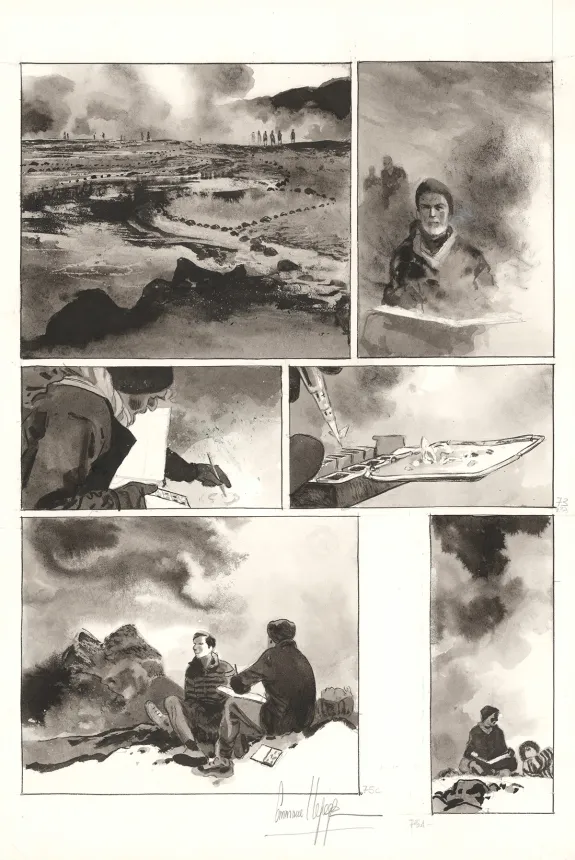 Black and white original page, Au pied des étoiles, Emmanuel Lepage