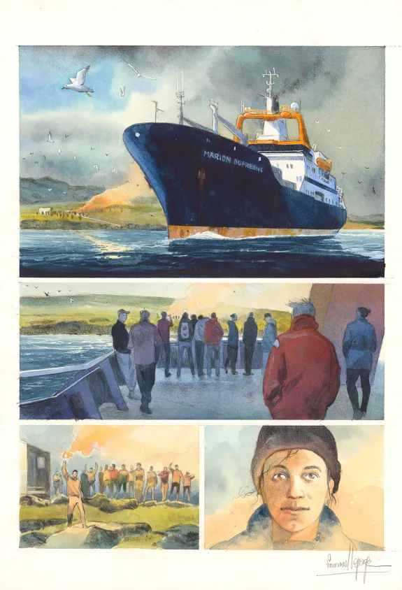 Colored original page, Danser avec le vent, Emmanuel Lepage