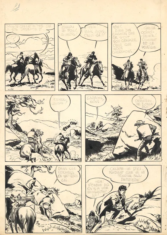 Planche noir et blanc, Jerry Spring, La Piste du Grand Nord (T.6),  Jijé