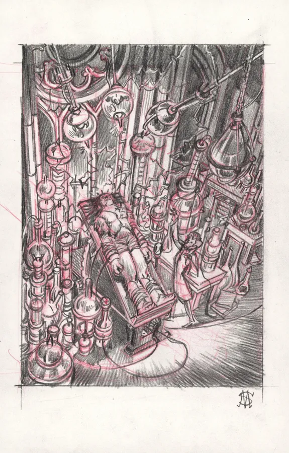 Illustration noir et blanc, Frankenstein, Stan Manoukian