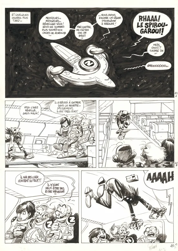 Black and white original page, Spirou et Fantasio, La Face cachée du Z (T.52),  Yoann
