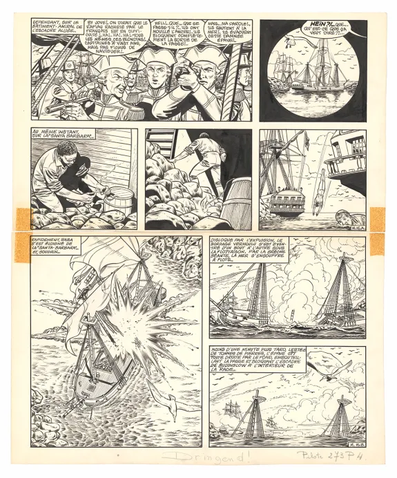 Black and white original page, Barbe-Rouge, Mort ou vif (T.10), Victor Hubinon