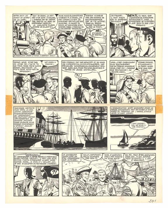 Black and white original page, Barbe-Rouge, Mort ou vif (T.10), Victor Hubinon