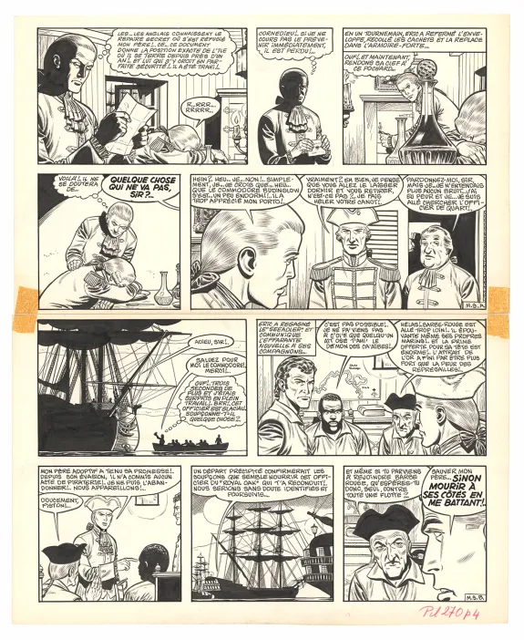 Black and white original page, Barbe-Rouge, Mort ou vif (T.10), Victor Hubinon