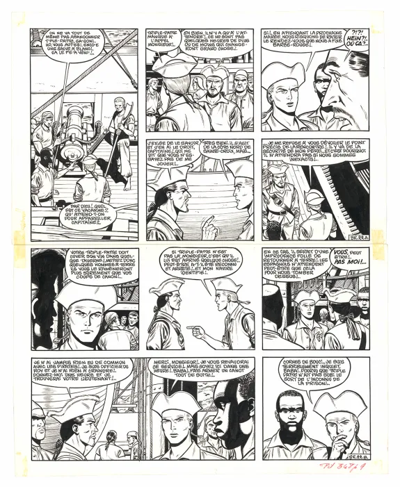 Planche noir et blanc, Barbe-Rouge, Barbe-Rouge à la rescousse (T.13), Victor Hubinon