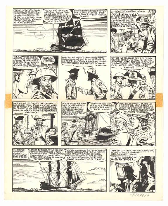 Black and white original page, Barbe-Rouge, Mort ou vif (T.10), Victor Hubinon