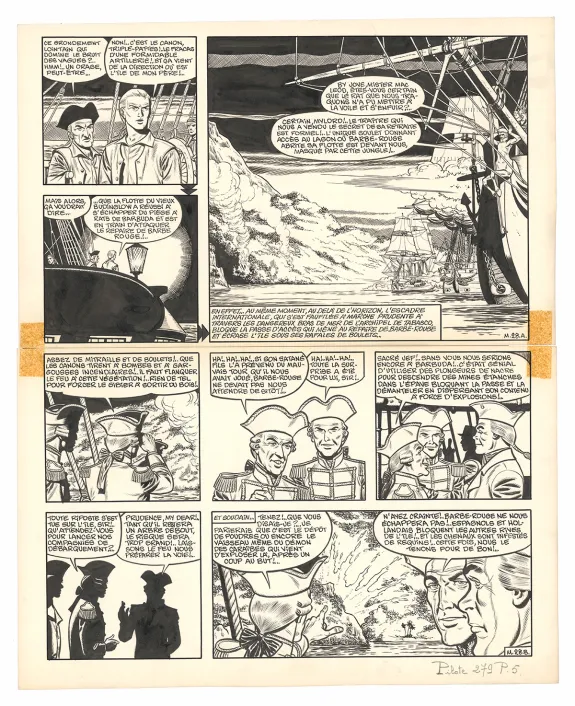 Black and white original page, Barbe-Rouge, Mort ou vif (T.10), Victor Hubinon
