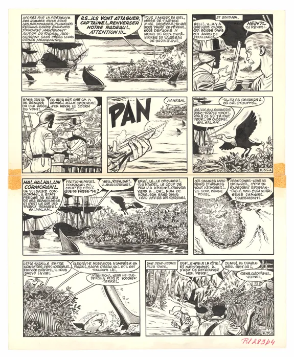 Planche noir et blanc, Barbe-Rouge, Mort ou vif (T.10), Victor Hubinon
