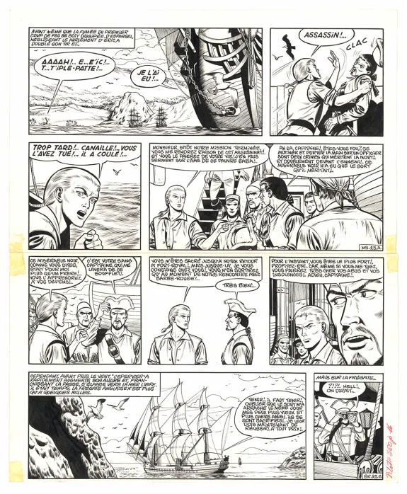 Black and white original page, Barbe-Rouge, Barbe-Rouge à la rescousse (T.13), Victor Hubinon