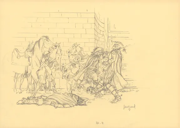 Black and white illustration, Les 7 Vies de l'Épervier, Quinze ans après  (T.12), André Juillard