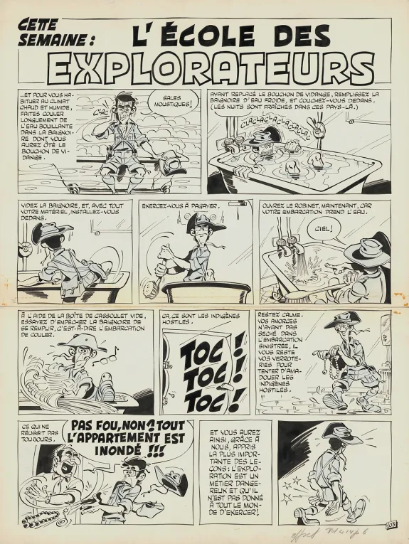 Planche noir et blanc, Les Dingodossiers , Marcel Gotlib